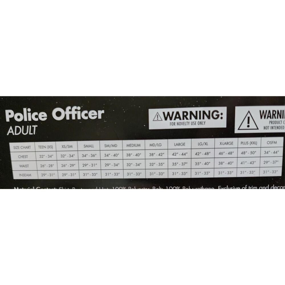 Spirit Halloween Adult Size S Police Officer Costume Navy Blue - Picture 8 of 15